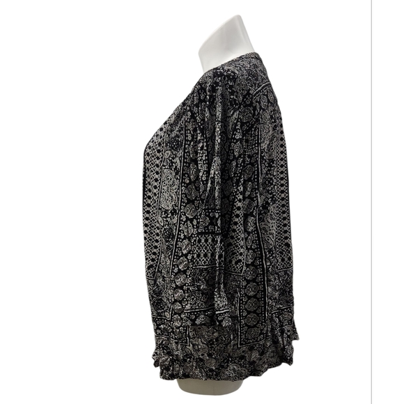 Lucky Brand 3X Black White Patterned Top - Picture 2 of 4